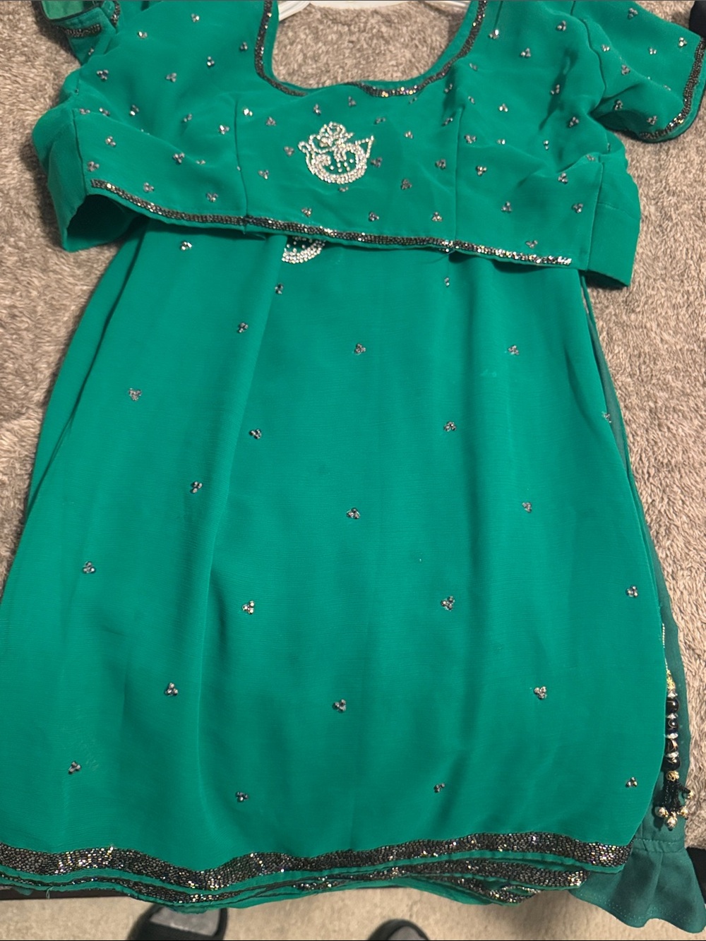 Girls' Emerald Green Embellished Dress